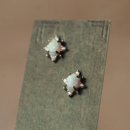 Opal Oval Stud Earrings