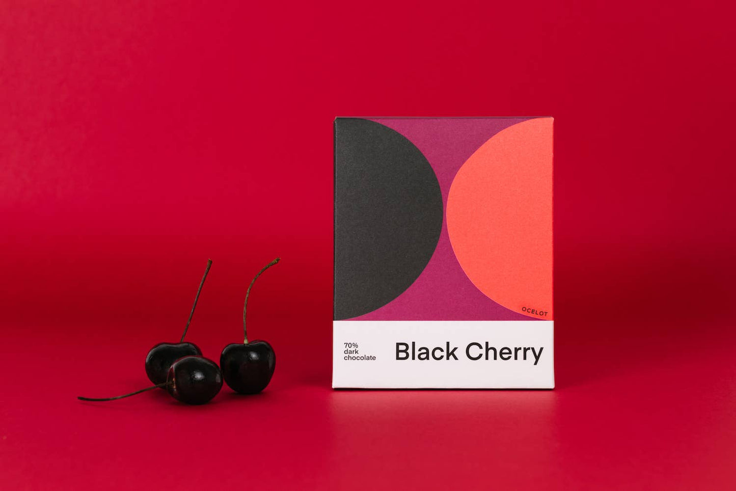 Black Cherry - award winning Organic 70% dark choc bar, 70g Ocelot