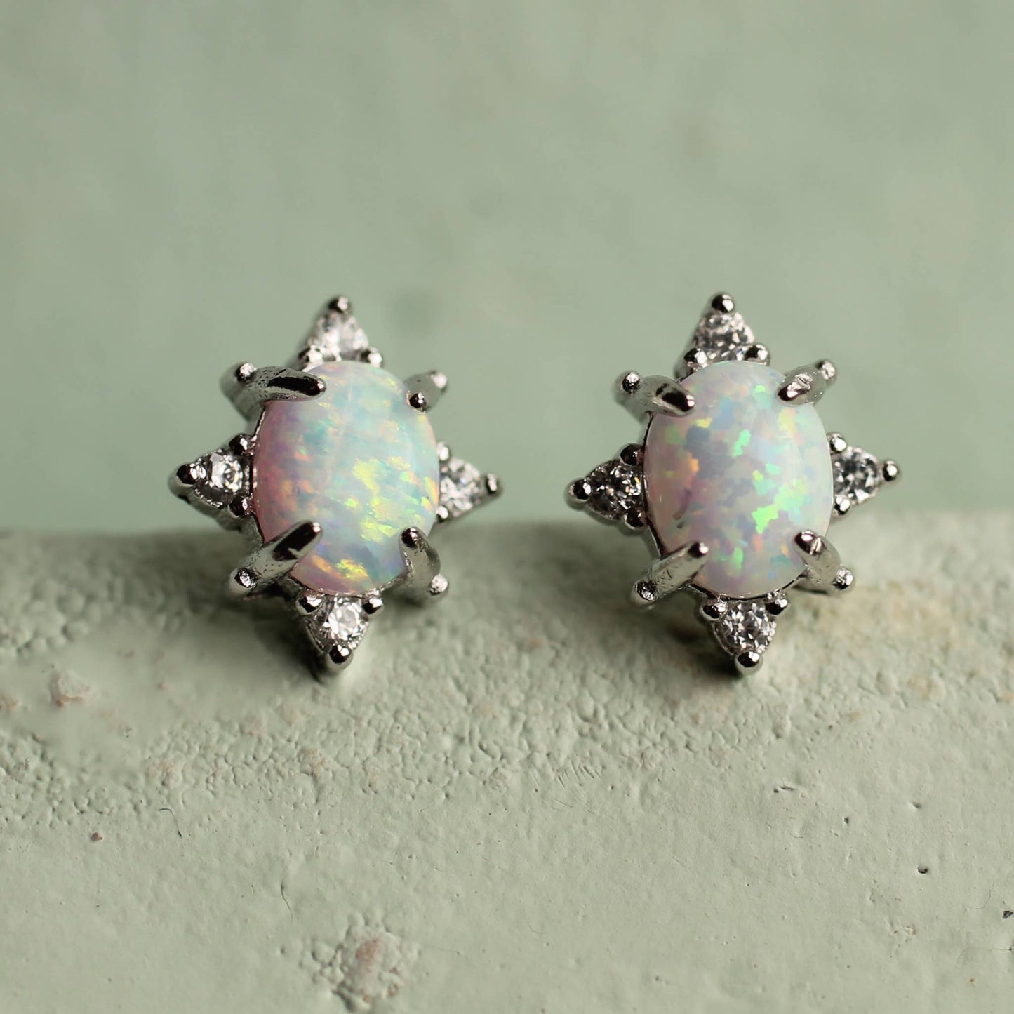 Opal Oval Stud Earrings