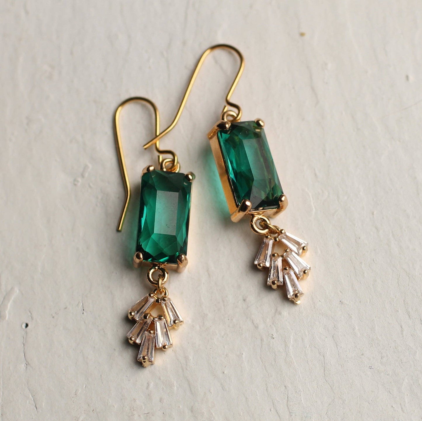 Vintage Emerald Green Zirconia Crystal Chrysler Earrings