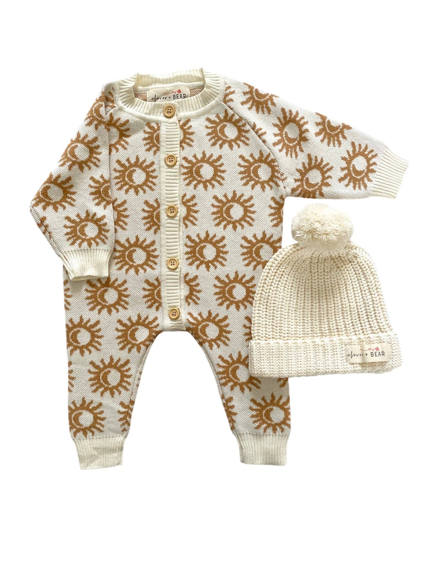 Knitted 100% Cotton Onesie Romper in Golden Sun 3-6 months