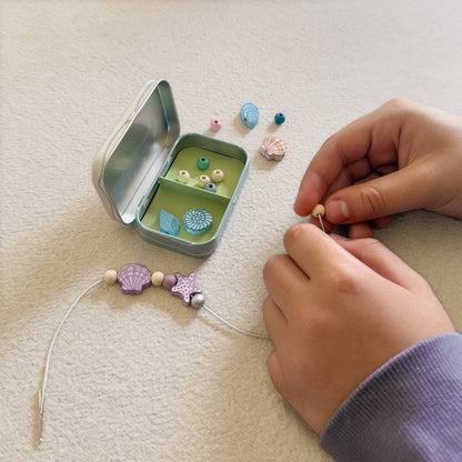 Mini Seashell Bracelet Gift Kit Wooden Bead Jewellery Making Friendship Bracelet Childrens
