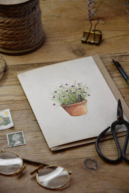 Potted Chives Vintage Style Card