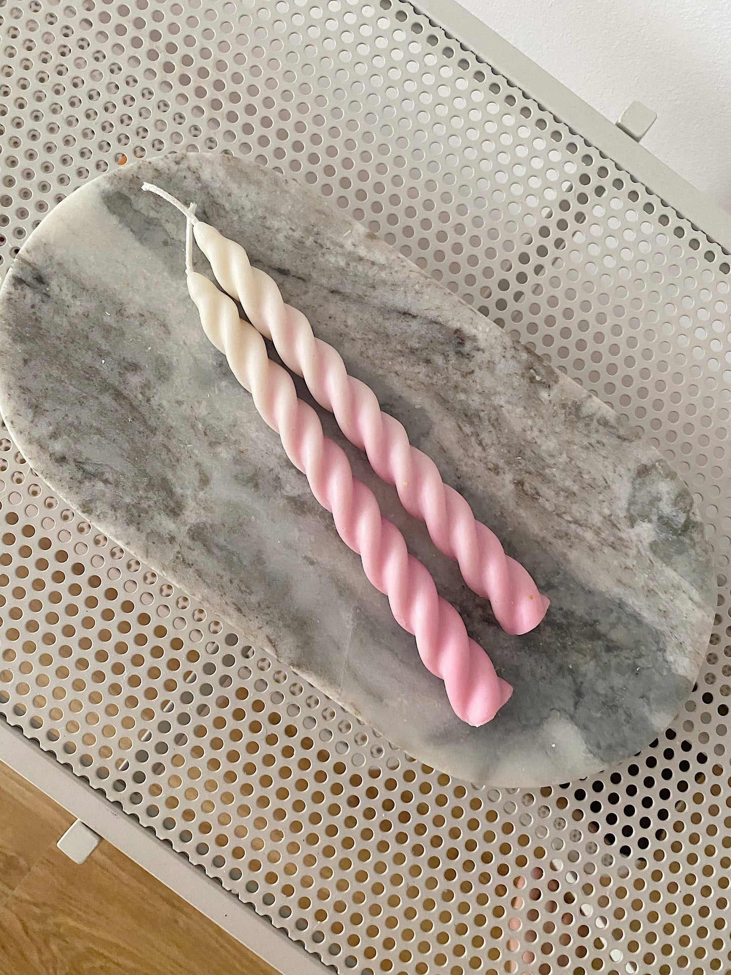 Strawberry Whip Ombre Twirl Candle sticks Set. Vegan, soy