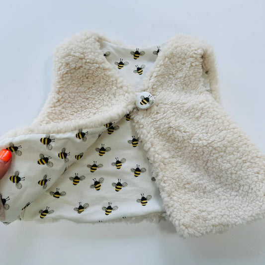 Bees Organic Cotton Baby Fleece Gilet