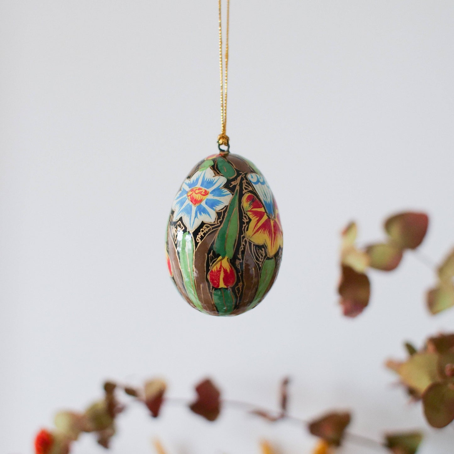 Floral Kashmiri Hand Painted Easter Egg