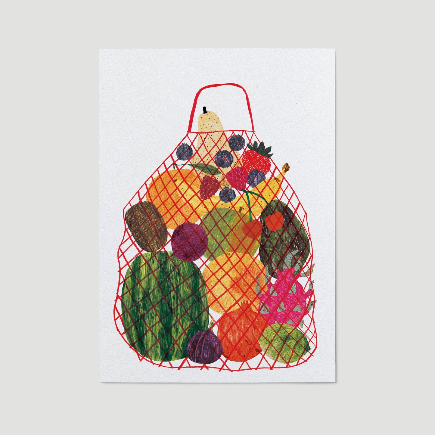 Fruit in Red Net Bag Art Print