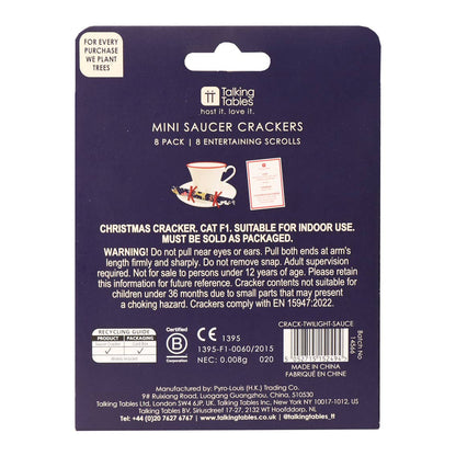 Twilight Blue Christmas Mini Saucer Crackers | 8 Pack |