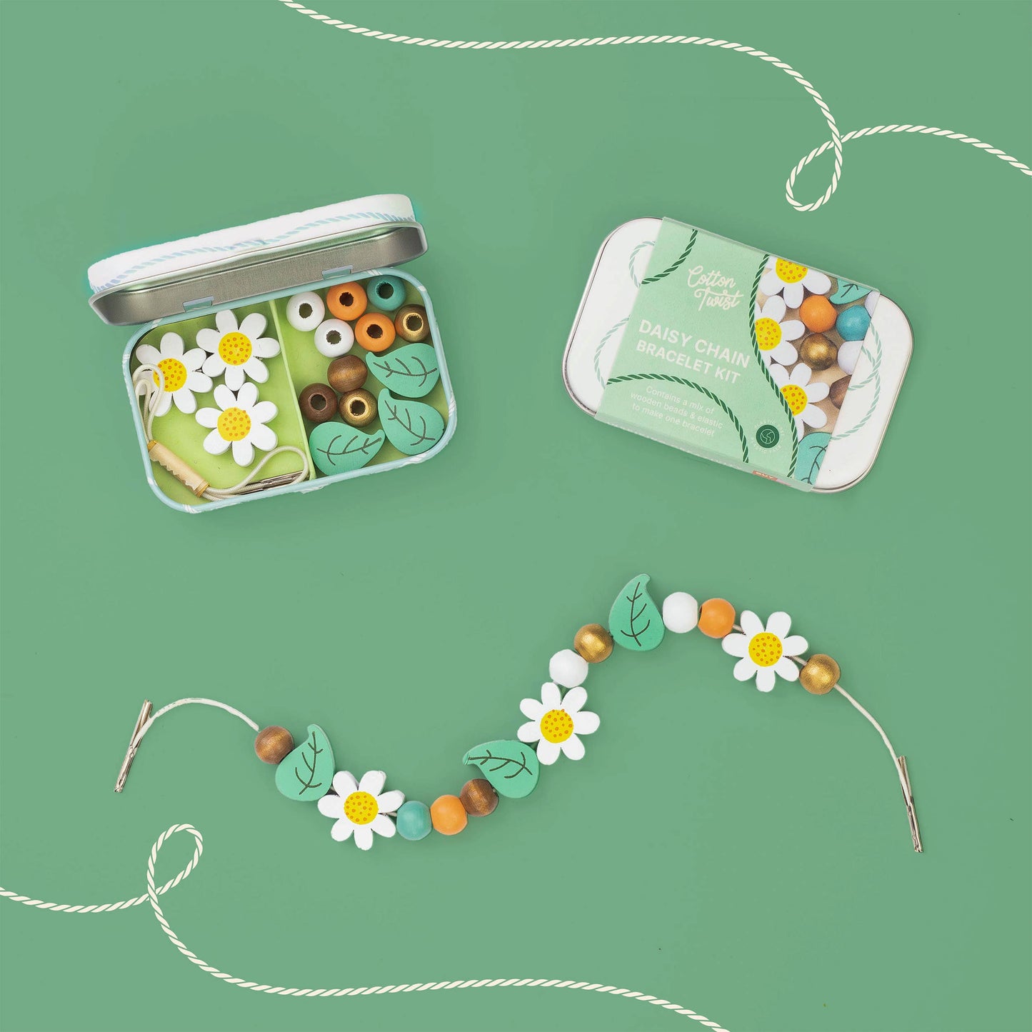 Mini Daisy Bracelet Gift Kit Wooden Bead Jewellery Making Friendship Bracelet Childrens