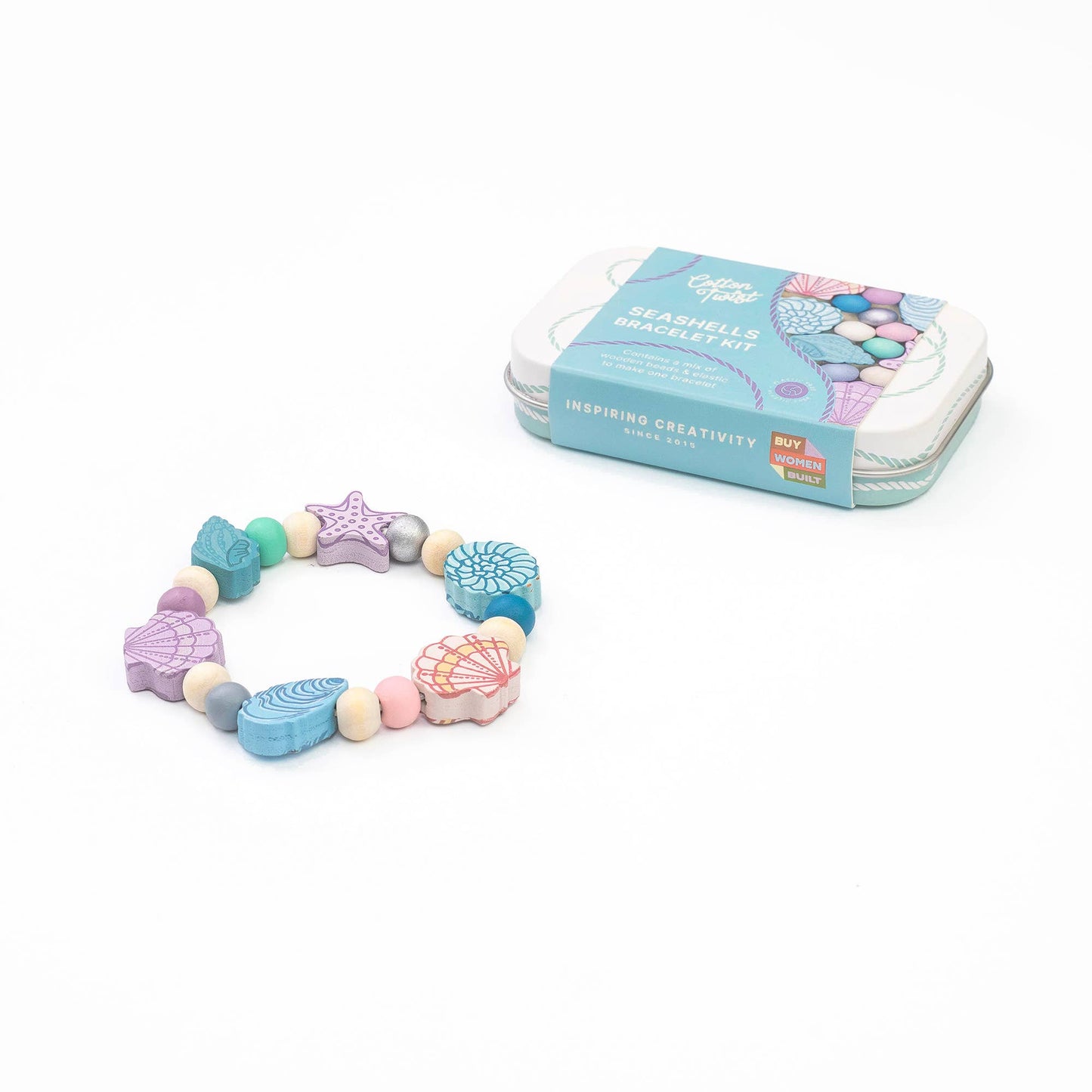 Mini Seashell Bracelet Gift Kit Wooden Bead Jewellery Making Friendship Bracelet Childrens