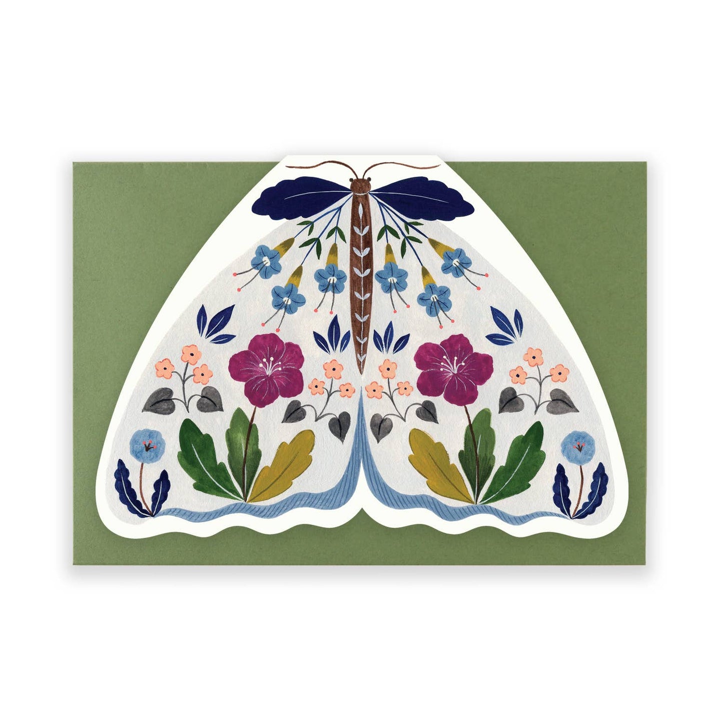 Grey Floral Moth shaped card