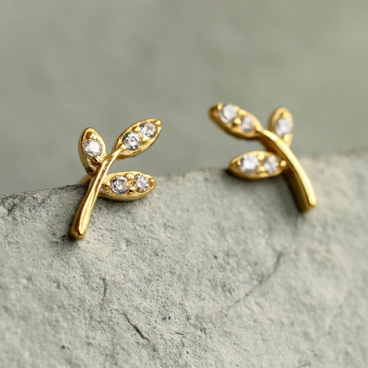 Leaf Petal Sterling Silver Stud Earrings