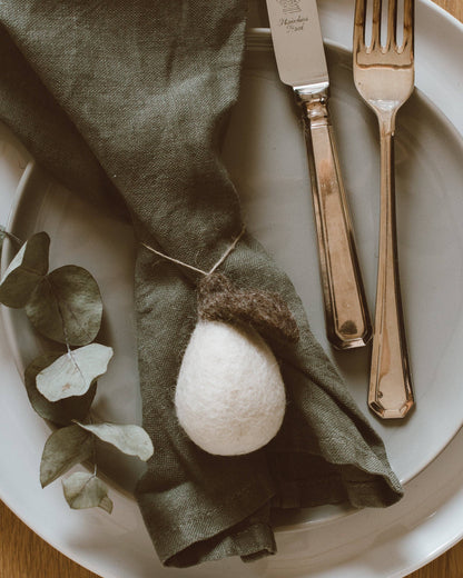 Set of 6 Handmade Felted Little White Pears