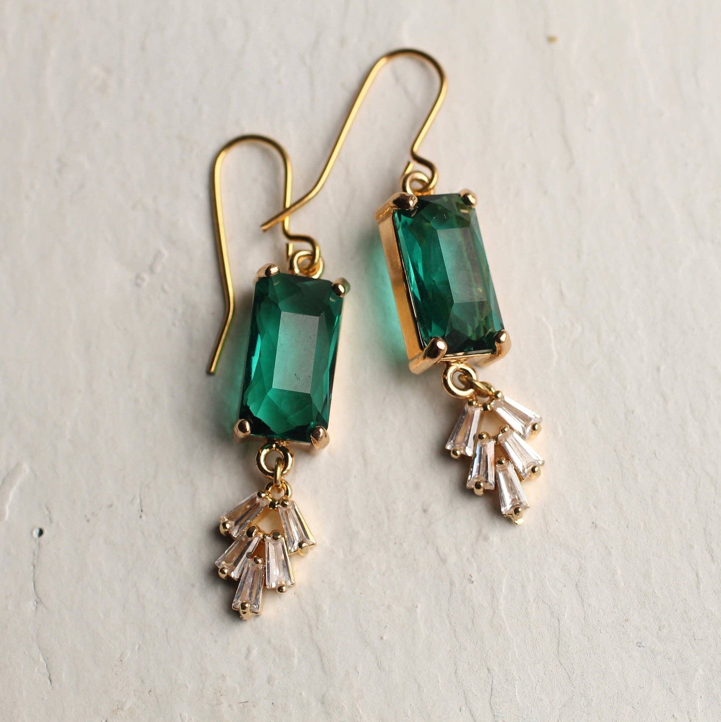 Vintage Emerald Green Zirconia Crystal Chrysler Earrings