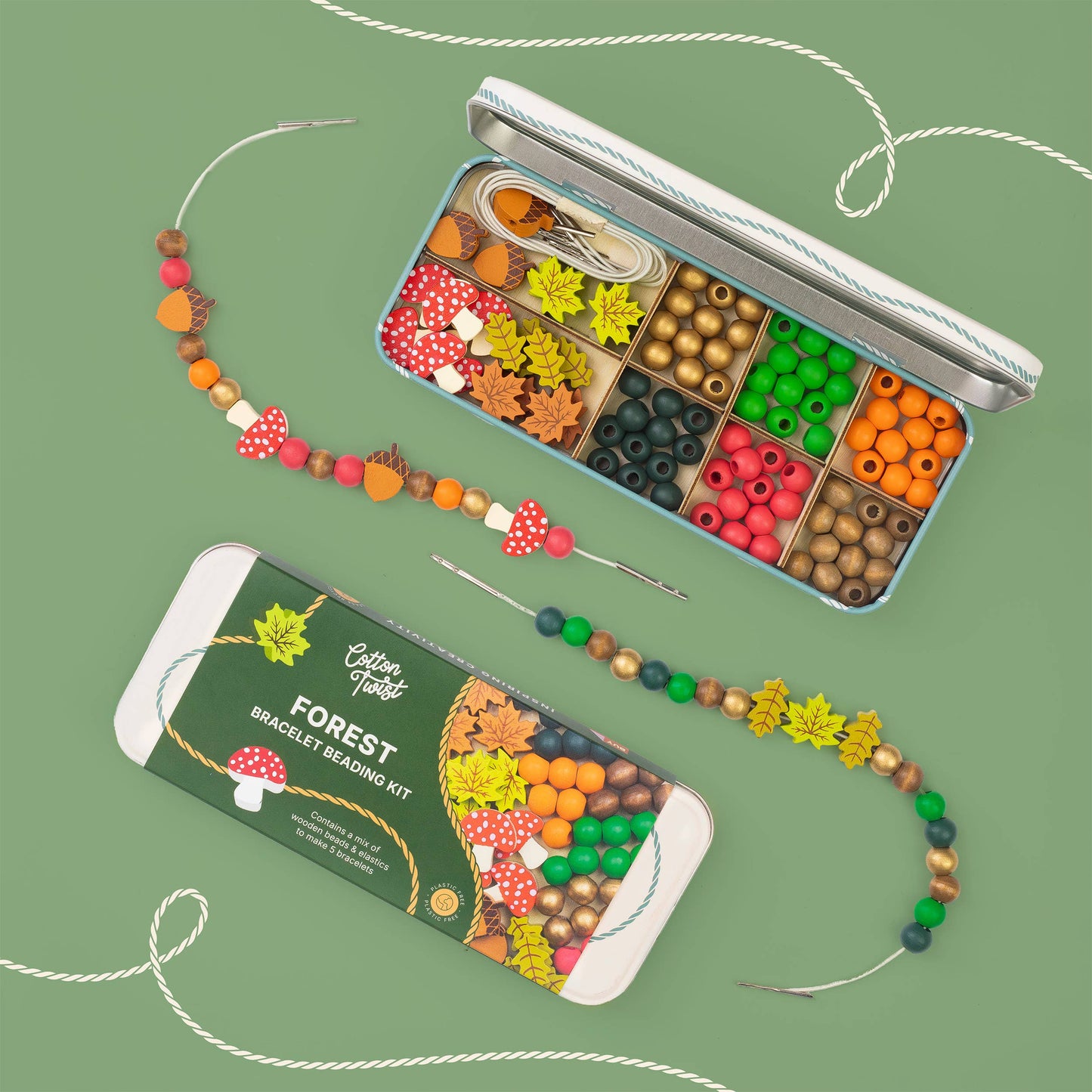 Forest Bracelet Wooden Bead Jewellery Making Friendship Bracelet Kit Childrens