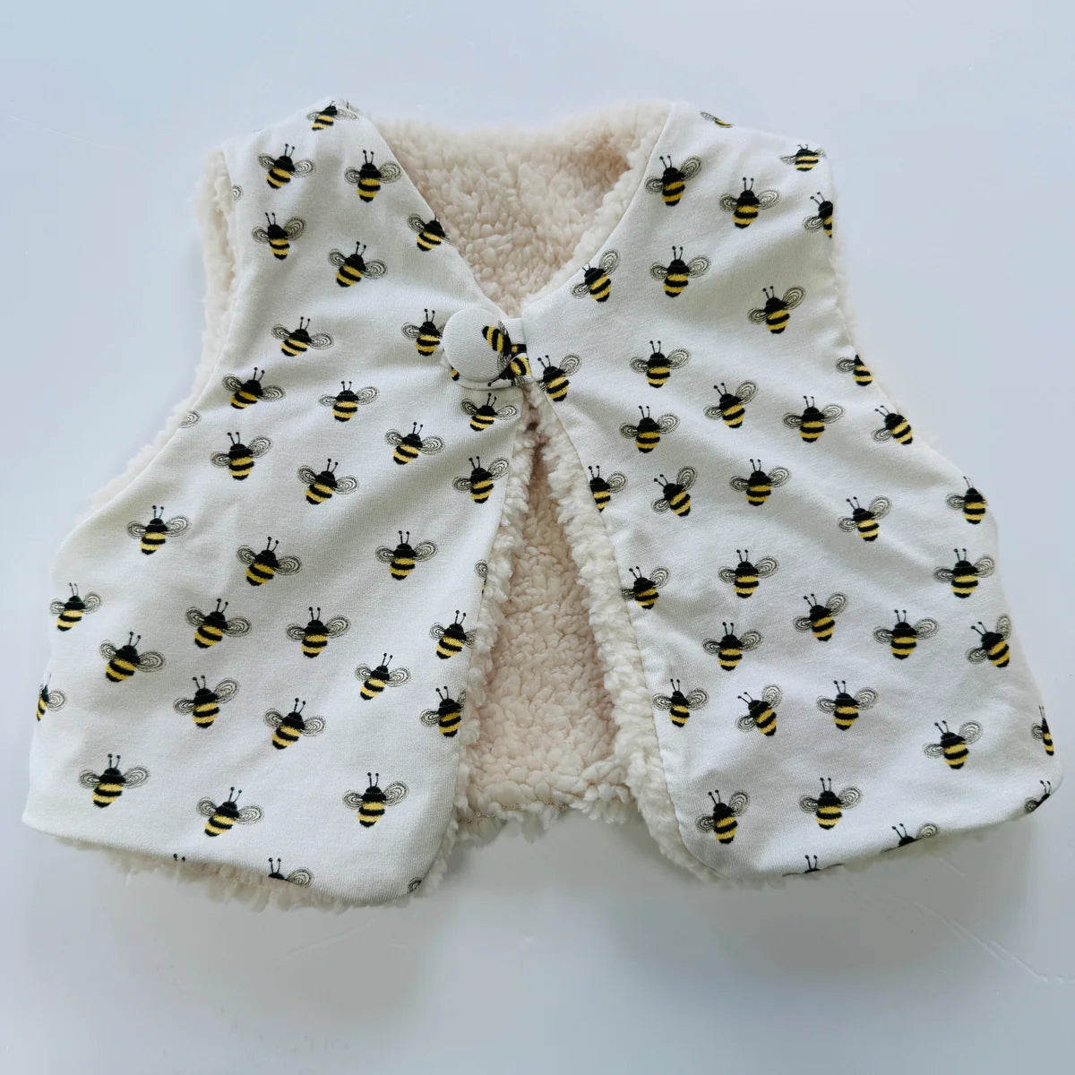 Bees Organic Cotton Baby Fleece Gilet