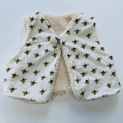 Bees Organic Cotton Baby Fleece Gilet