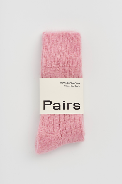 Alpaca Ultra Soft Ribbed Bed Socks in Sherbet Pink