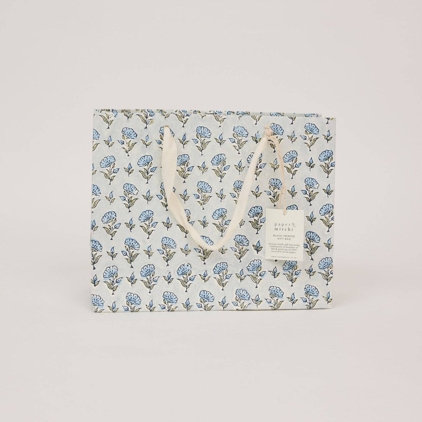 Ditsy Blue Stone Medium Block Printed Gift Bags