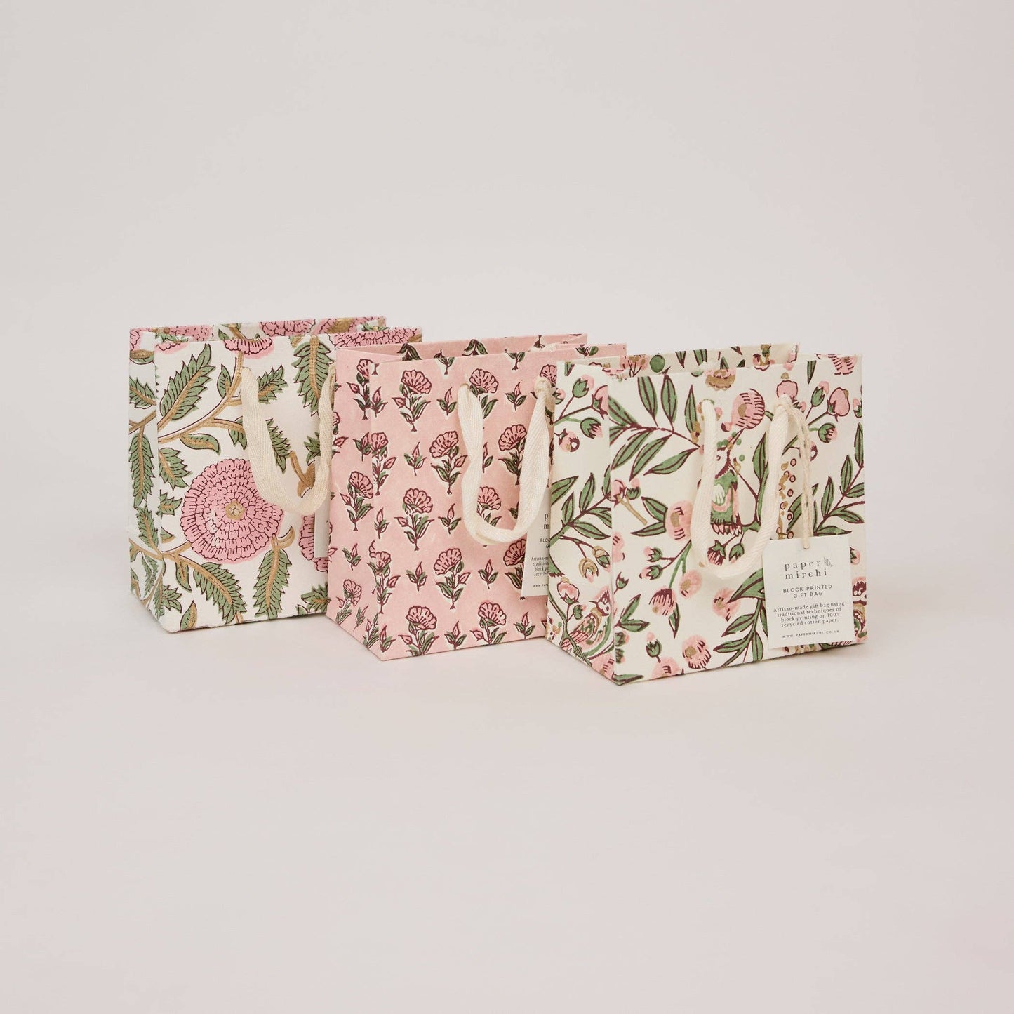 Ditsy Blush Small Block Printed Gift Bags