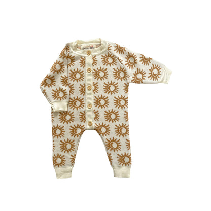 Knitted 100% Cotton Onesie Romper in Golden Sun 3-6 months