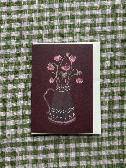 Aquilegia Nora Barlow Mini Art Card