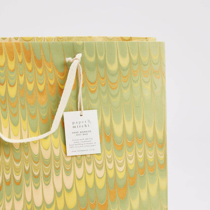 Scallops Yellow Large Hand Marbled Gift Bags