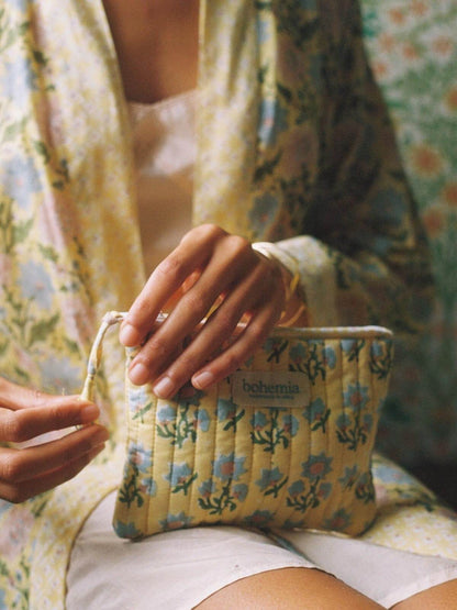 Medium Buttermilk Posie Zip Pouch