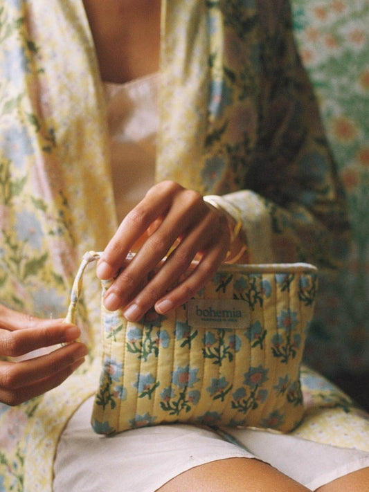 Medium Buttermilk Posie Zip Pouch