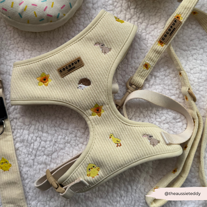 Embroidered Spring Animals Woodland Walkies Adjustable Neck Dog Harness - Cocopup