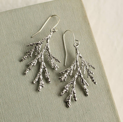 Conifer Tree Silver Earrings