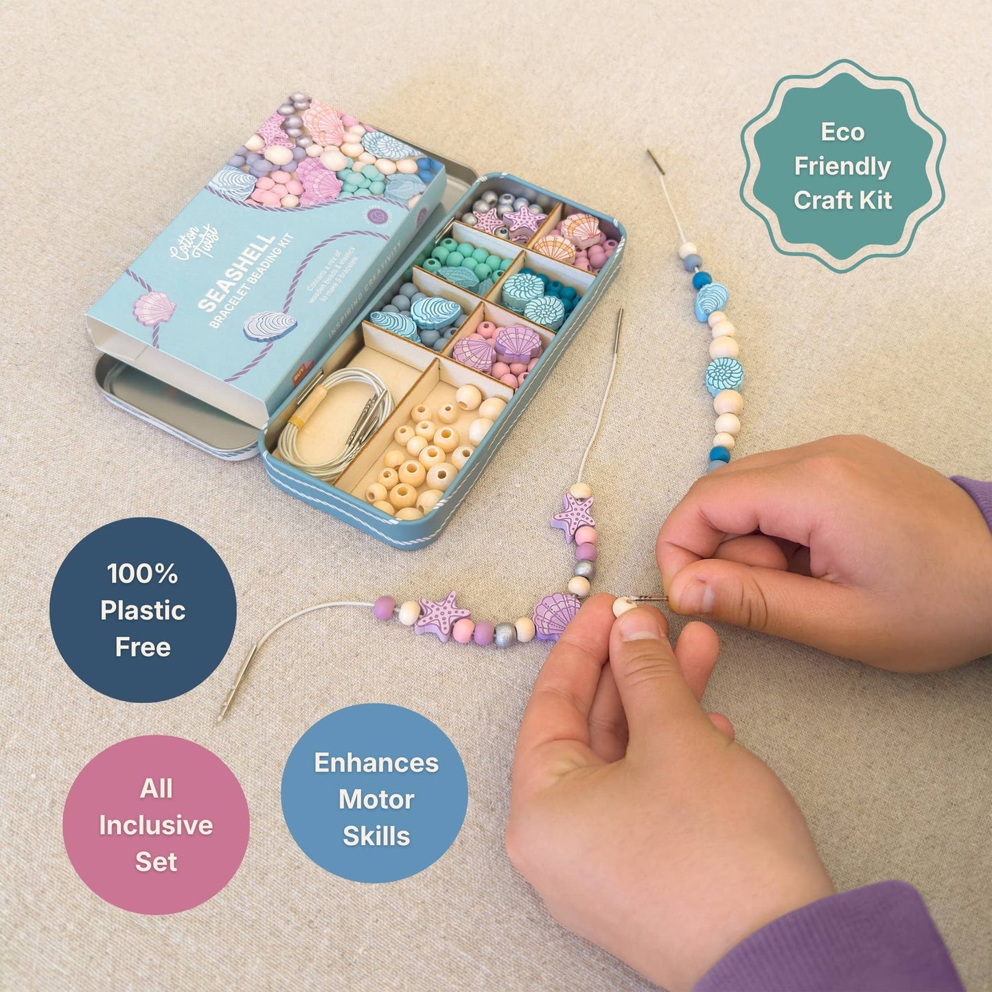 Seashell Bracelet Wooden Bead Jewellery Making Friendship Bracelet Kit Childrens