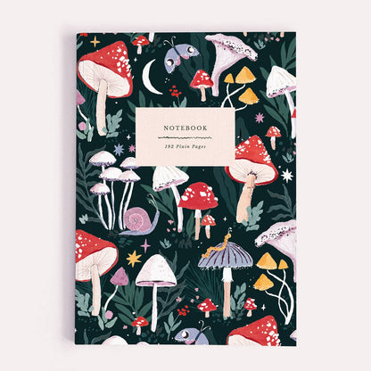 Mushrooms Notebook | Plain Page Journal | Notebooks Autumn Toadstall, Moth, Woodland