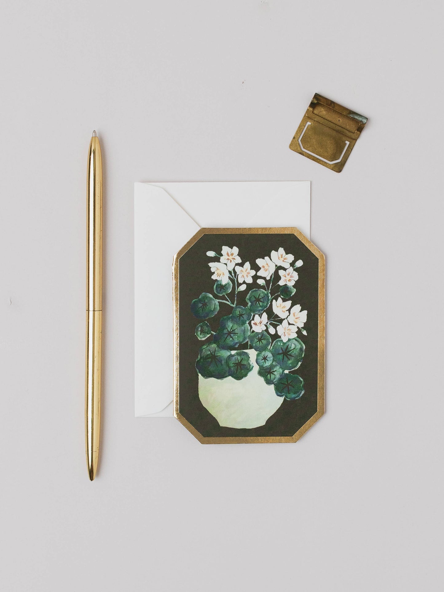 Nasturtium Botanical Mini Die Cut Floral Card