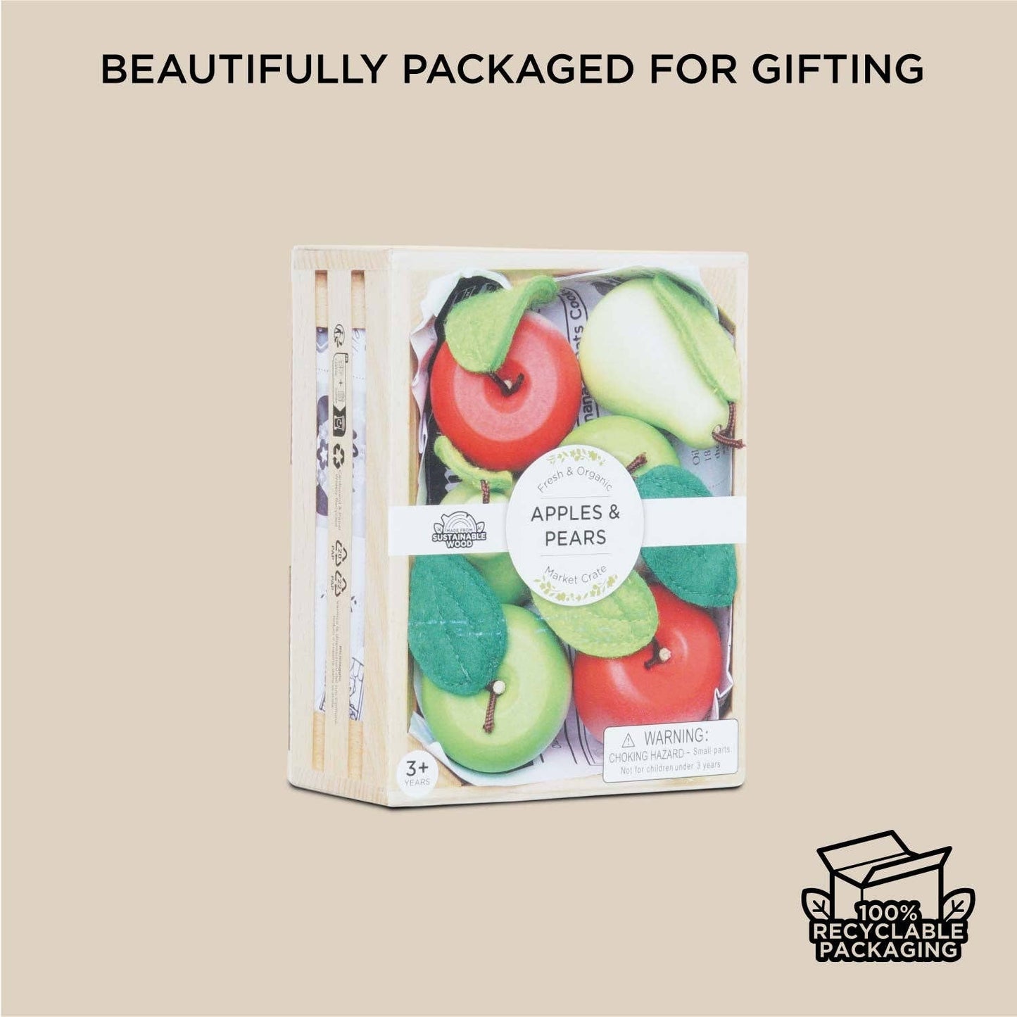 Orchard Fruits Wooden Market Crate Set Children Toddler Toys