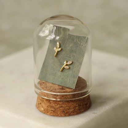 Leaf Petal Sterling Silver Stud Earrings