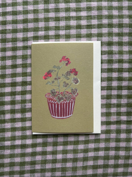 Red Geraniums Mini Art Card