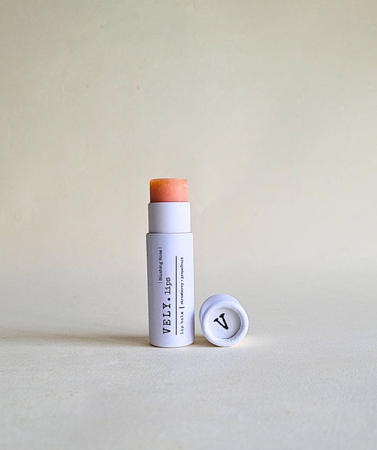 Blushing Rose Tinted Natural Vegan Lip Balm With Strawberry & Grapefruit