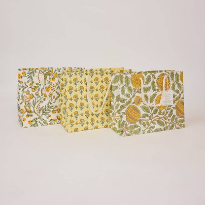 Medium Hand Block Printed Gift Bags - Sunshine Refresh