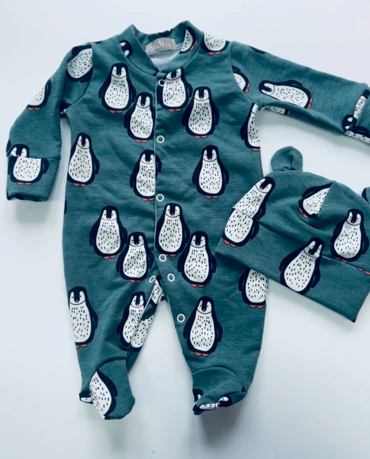 Penguin Christmas Organic Cotton Baby Sleep Suit Onesie