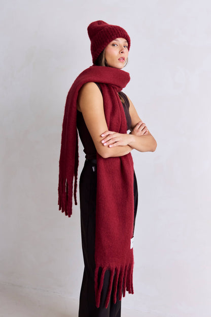 Burgundy Beanie Hat Made From 100% Recycled Materials