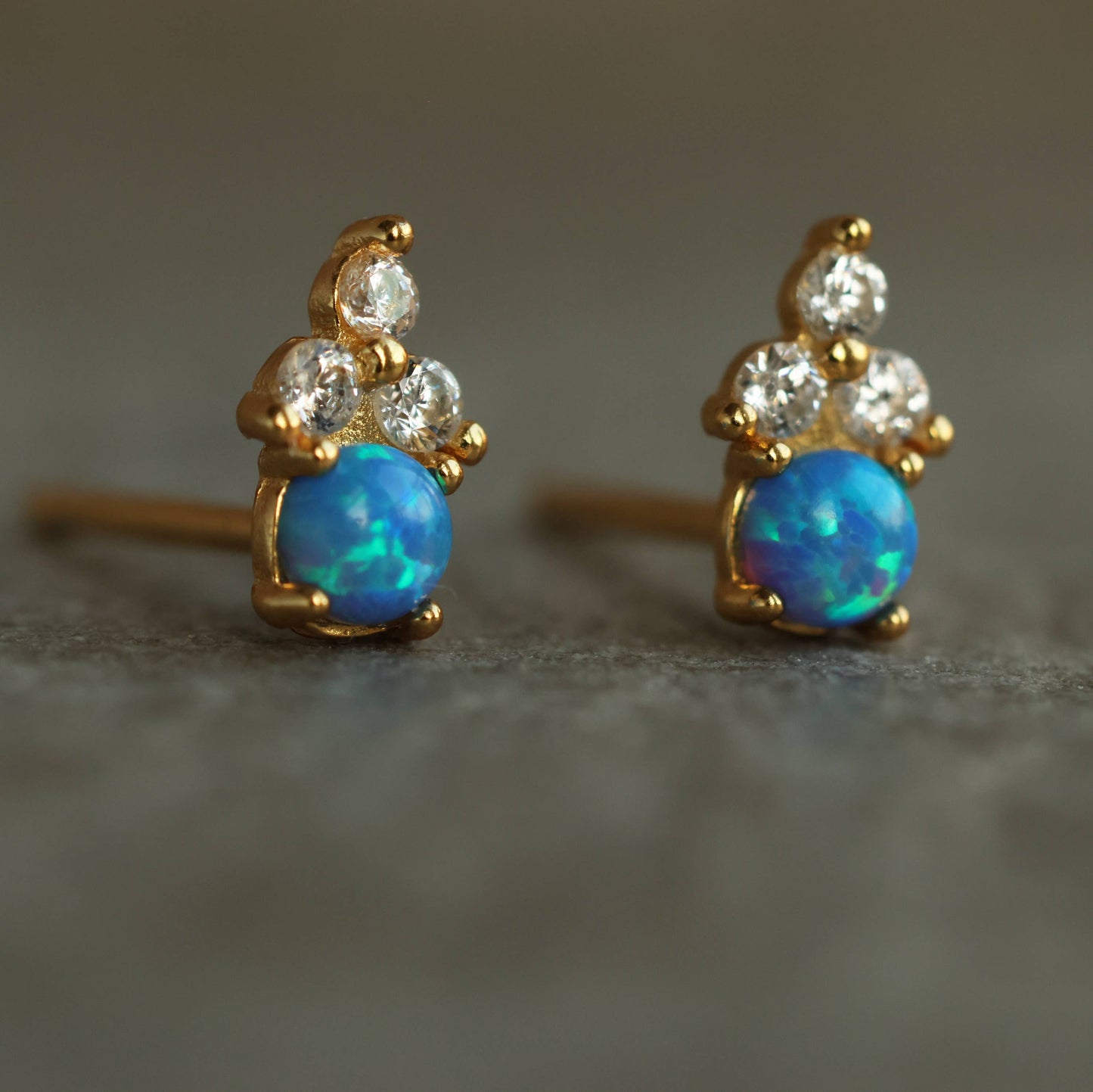 Blue Opal Stud Earrings
