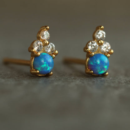 Blue Opal Stud Earrings