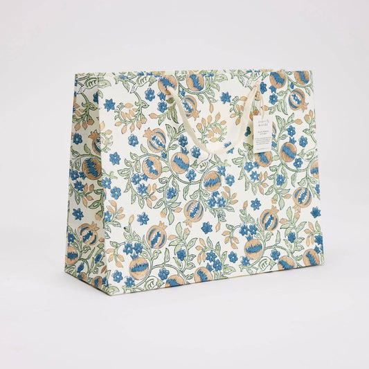 Pomegranate Indigo Large Block Printed Gift Bag