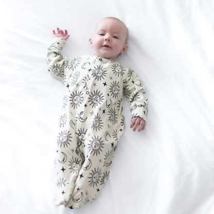 Sun and Moon Organic Cotton Sleepsuit Onesie Newborn - 18m