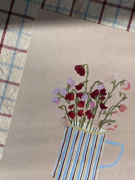 Sweet Peas A5 Gouache Art Print