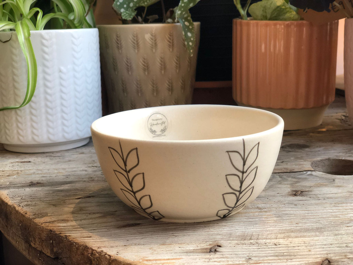 Handmade Ceramic Bowl - Botanical Leaves