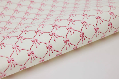 Block Printed Wrapping Paper Sheets - BP Bows Pink Sorbet