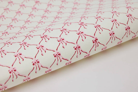 Block Printed Wrapping Paper Sheets - BP Bows Pink Sorbet