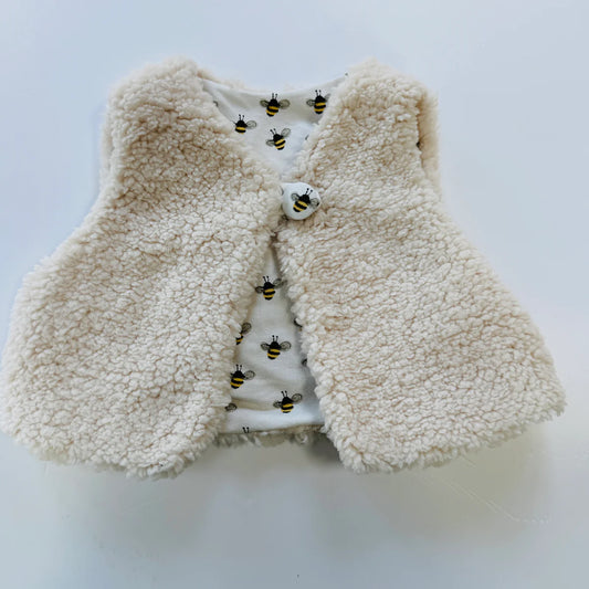Bees Organic Cotton Baby Fleece Gilet
